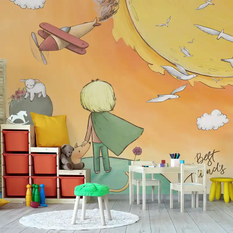 Bestseller Carta da parati Piccolo Principe e il Sole - Carta da parati liscia / 100x300 cm