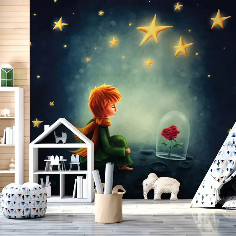 Carta da parati Piccolo Principe sulla luna - Carta da parati liscia / 100x300 cm Betrouwbaar