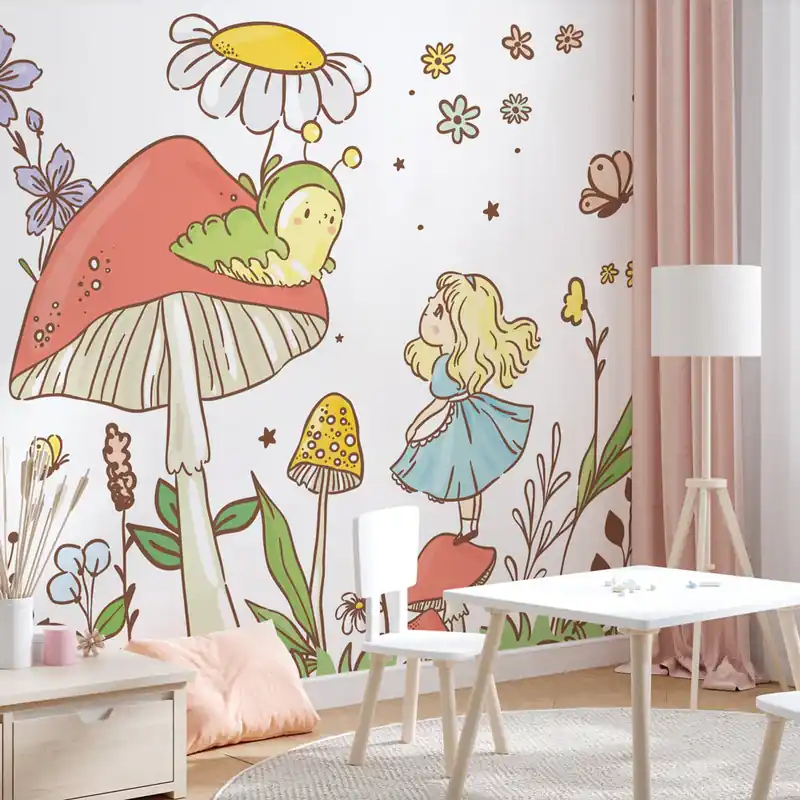 Carta da parati Alice Sopra Il Fungo - Carta da parati liscia / 100x300 cm Alleen Vandaag
