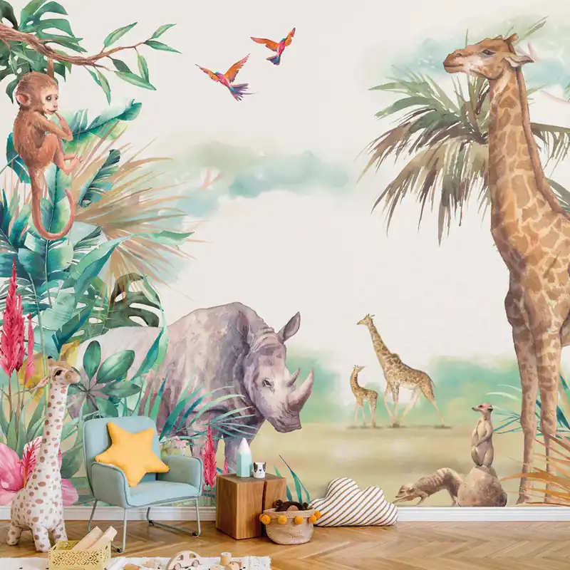 Populair Carta da parati Amici della savana - Carta da parati liscia / 100x300 cm