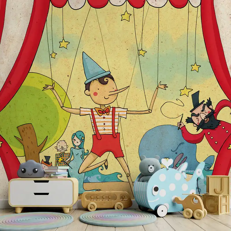 Flitsaanbieding Carta da parati Pinocchio - Carta da parati liscia / 100x300 cm