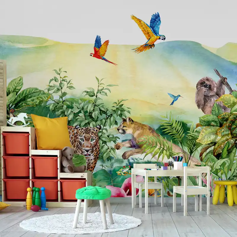 Beperkt Aanbod Carta da parati Animali dell‘Amazzonia - Carta da parati liscia / 100x300 cm