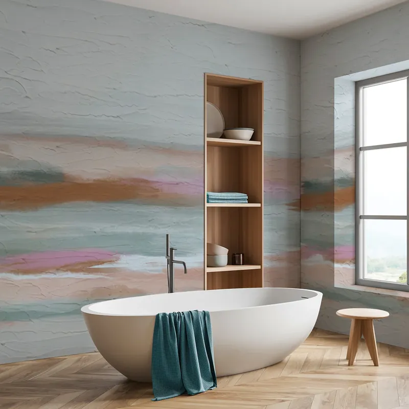 Carta da parati in Fibra di Vetro Alba sul mare - 100% Fibra di vetro / 95x300 cm Snelle Levering