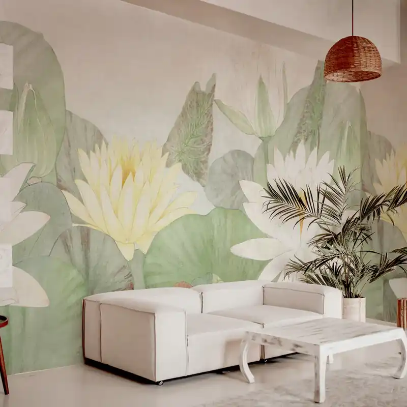 Carta da parati Ninfee d‘Oriente - TNT Effetto Muro / 100x300 cm Veilige Betaling