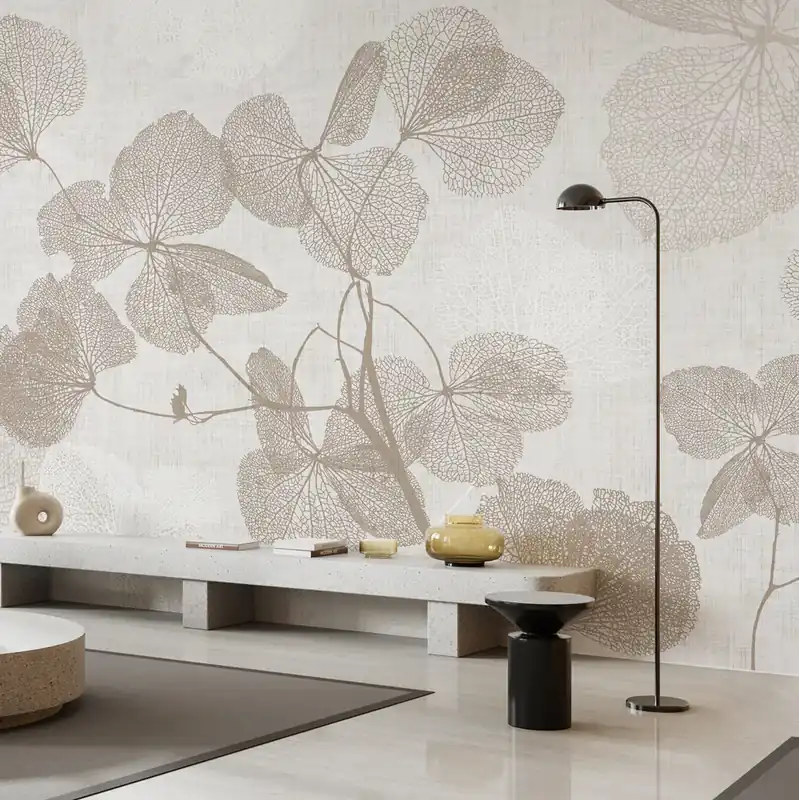 Carta da parati Foglie al vento - Celeste / TNT Effetto Muro / 100x300 cm Speciale Aanbieding
