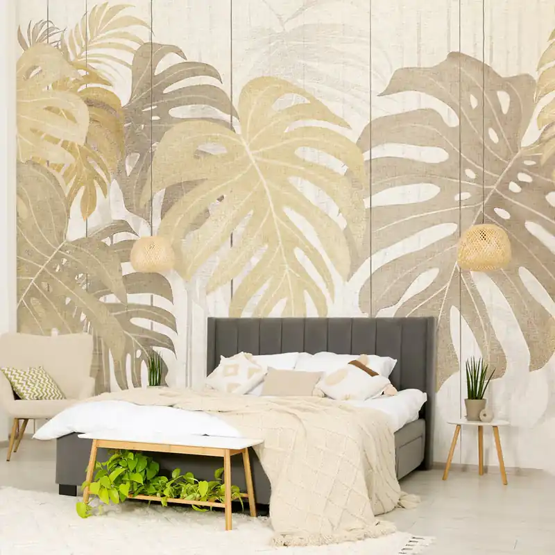 Korting Carta da parati Monstere eteree - Ocra / TNT Effetto Muro / 100x300 cm