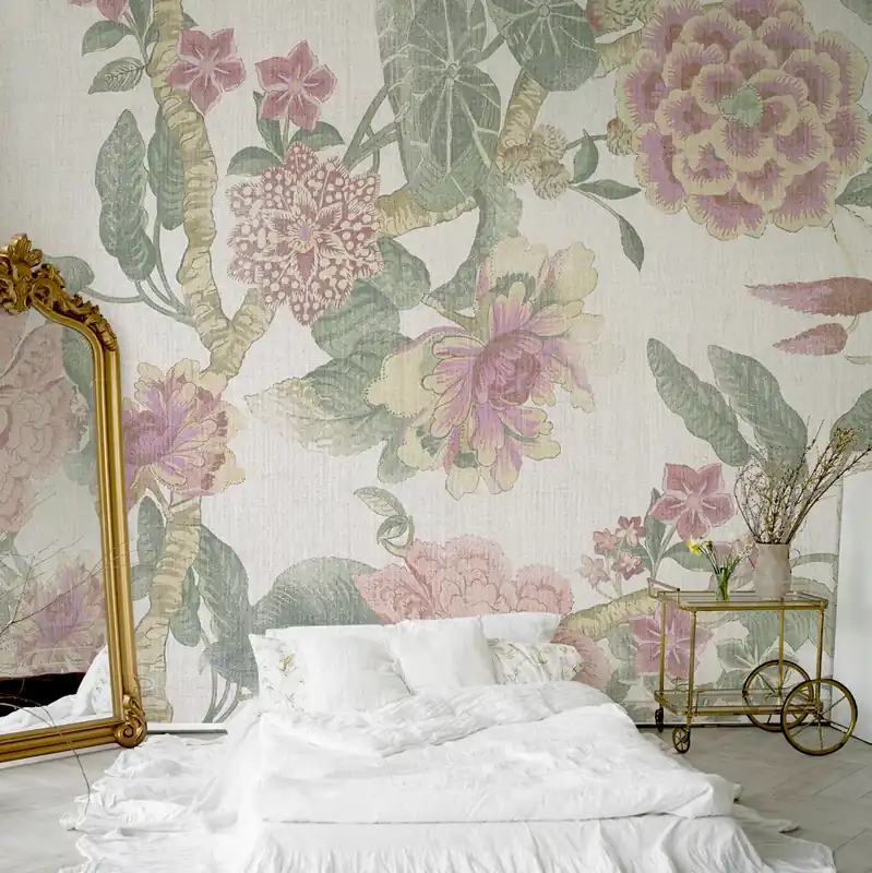 Voordeelprijs Carta da parati Stoffa floreale - TNT Effetto Muro / 100x300 cm