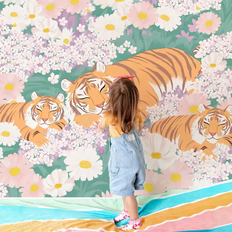 Carta da parati Tigers sleep tonight - Carta da parati liscia / 100x300 cm Betaalbaar