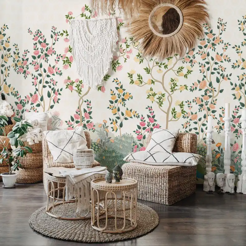 Direct Beschikbaar Carta Da Parati Chinoiserie Mughal in TNT GOFFRATA - 300x300 cm