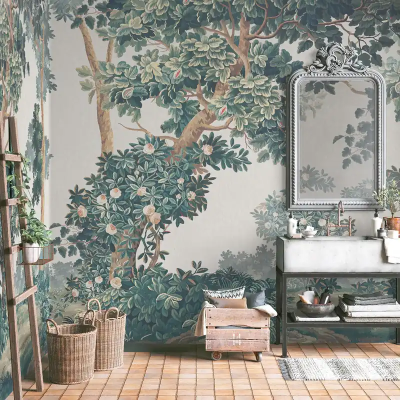 Beste Prijs Carta da parati in Fibra di Vetro Giardino ricamato - 100% Fibra di vetro / 95x300 cm