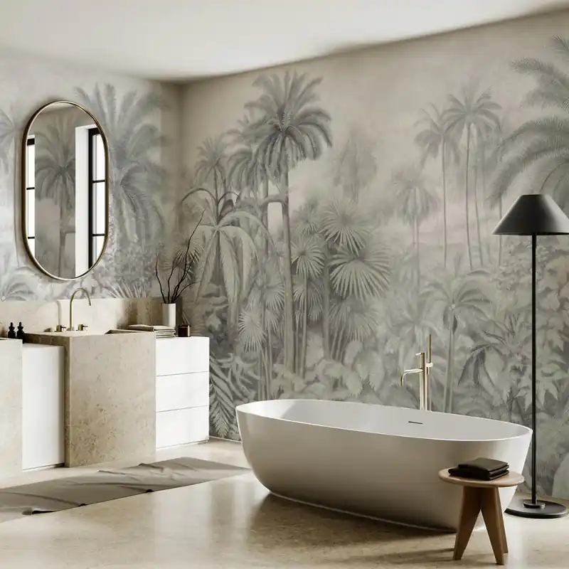 Koopje Carta da parati in Fibra di Vetro Disegno tropicale - 100% Fibra di vetro / 95x300 cm