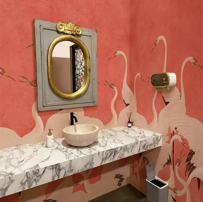 Gecertificeerd Carta da parati in Fibra di Vetro Aironi eleganti - Rosa / 100% Fibra di vetro / 95x300 cm