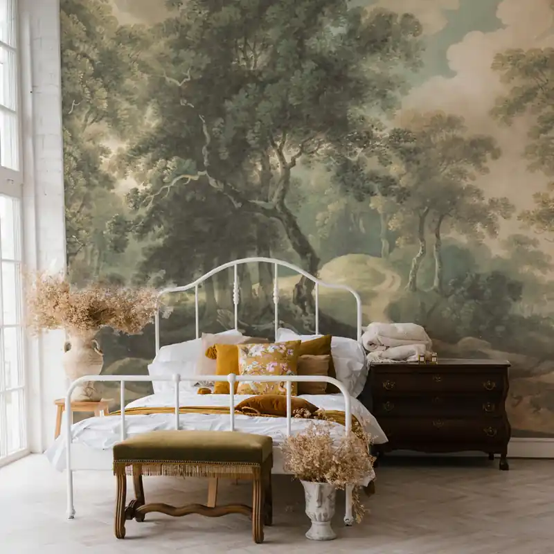 Dagaanbieding Carta da parati Foresta dipinta - TNT Effetto Muro / 100x300 cm