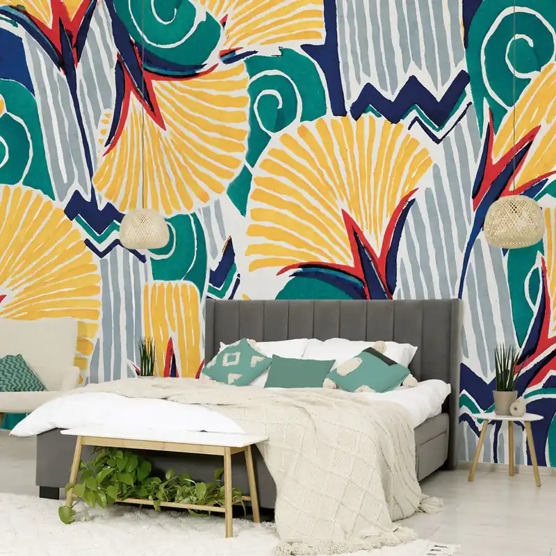 Premium Carta da Parati Ventagli Pop - TNT Effetto Muro / 100x300 cm