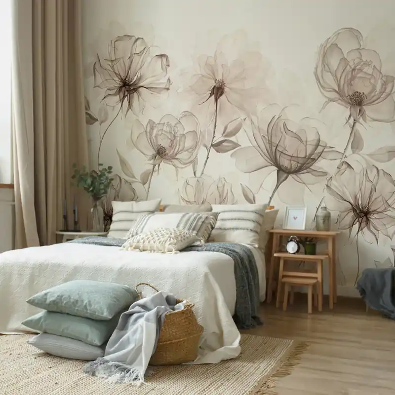 Express Levering Carta Da Parati Fiori d‘Incanto in TNT Effetto Muro - 500x300 cm