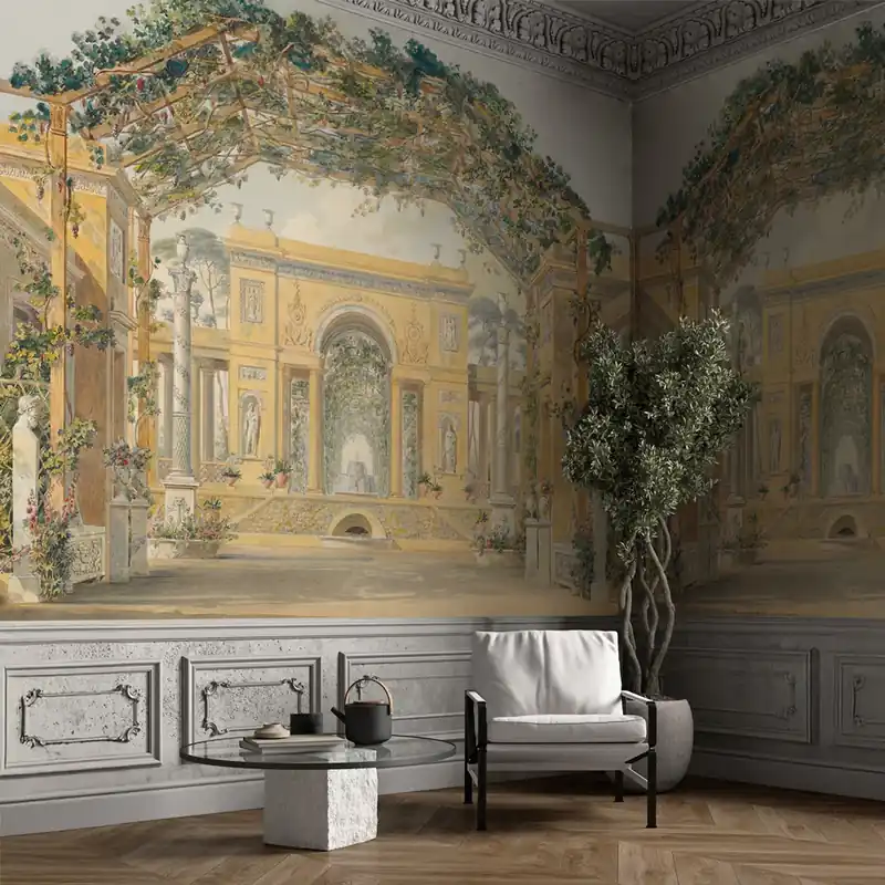 Nu Kopen Carta da Parati Porticato sul giardino - TNT Effetto Muro / 100x300 cm