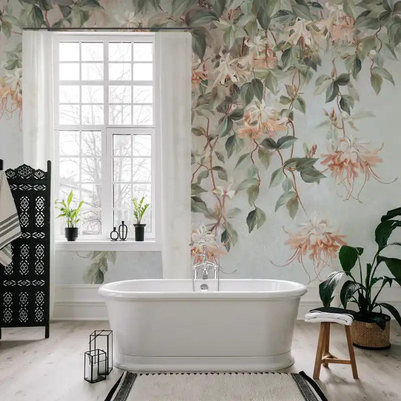 Favoriet Carta da parati in Fibra di Vetro Cascata di Fiori - 100% Fibra di vetro / 95x300 cm