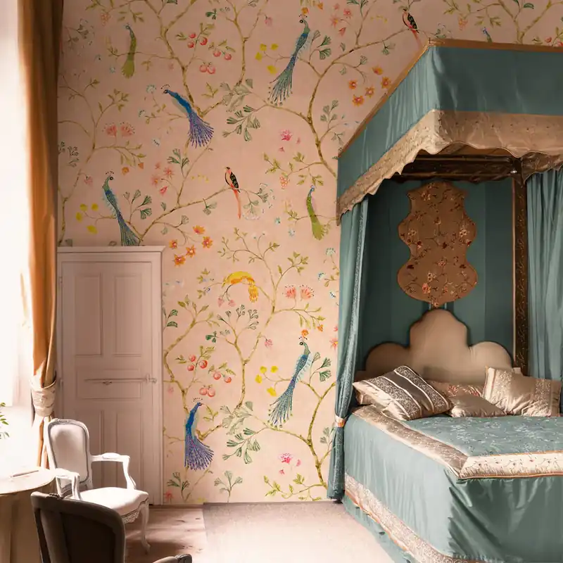 Carta da Parati Chinoiserie con uccellini - TNT Effetto Muro / 100x300 cm Veilige Betaling