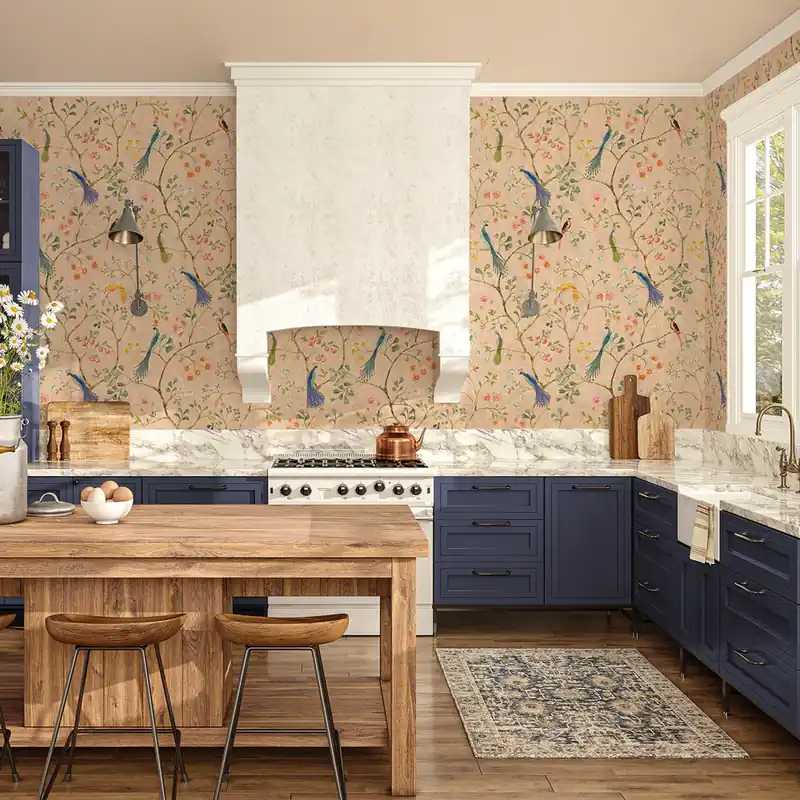 Carta da parati in Fibra di Vetro Chinoiserie con uccellini - 100% Fibra di vetro / 95x300 cm Actieprijs