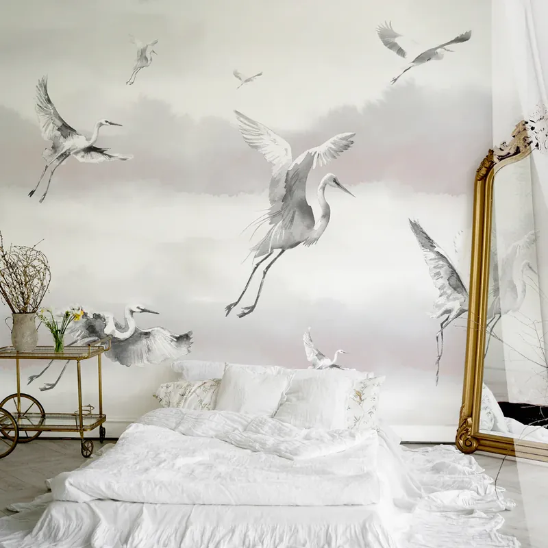 Carta da parati Aironi in cielo - TNT Effetto Muro / 100x300 cm Express Levering