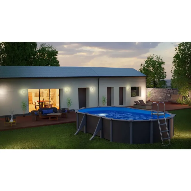 Alleen Vandaag Piscina fuori terra ovale in acciaio antracite Gre 500x300 H 120 cm