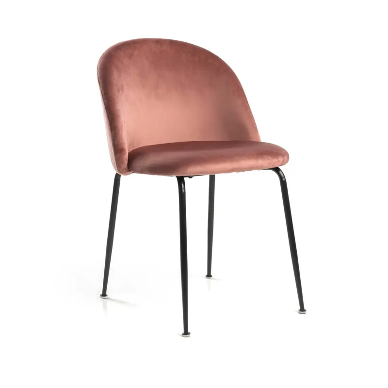 Bestel Nu Sedia imbottita Sammi in velluto rosa antico con struttura nera 50x57h77,5 cm