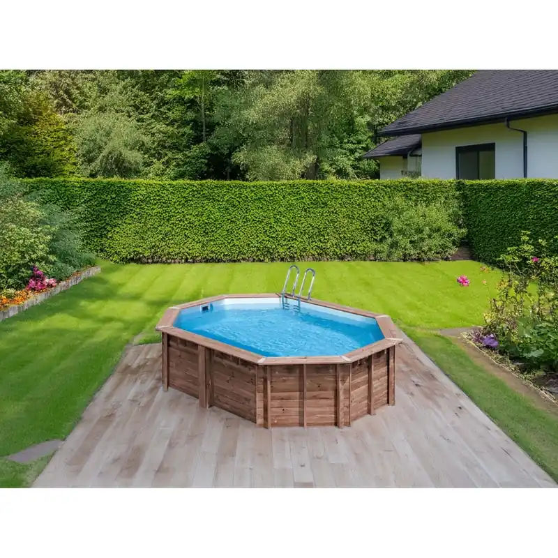 Koopje Piscina fuori terra in legno ovale Gre Bambu 2 da 535x335 H136 cm
