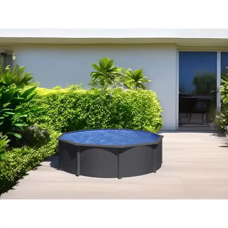 Favoriet Piscina fuori terra tonda in acciaio antracite Gre Ø 460 H 120 cm