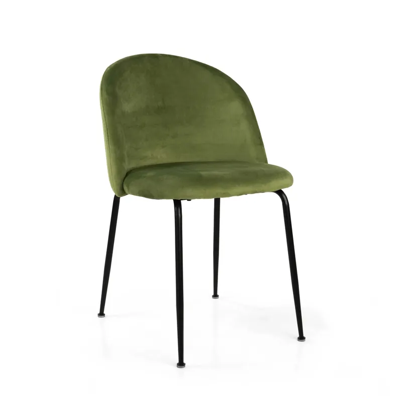 Laatste Versie Sedia imbottita Sammi in velluto verde con struttura nera 50x57h77,5 cm