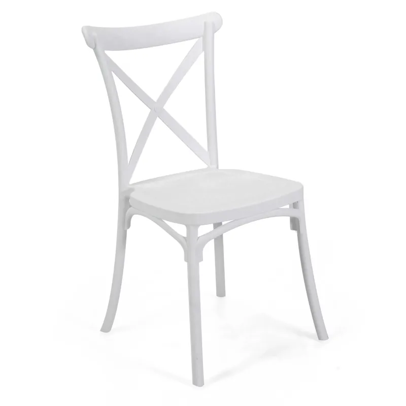 Sedia impilabile Cross in polipropilene bianca 43x52,5h45/88 cm Flitsaanbieding
