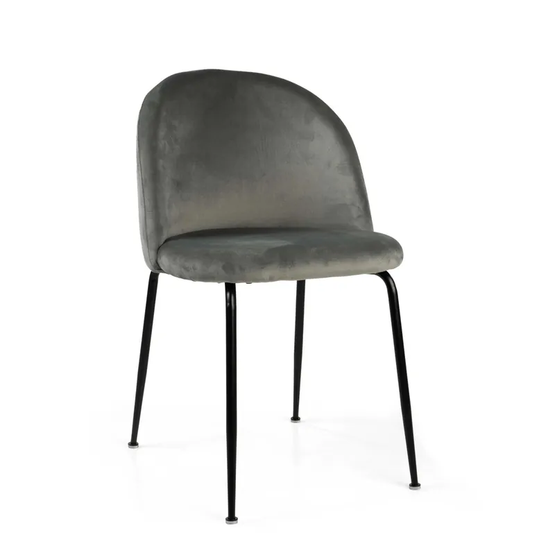 Betaalbaar Sedia imbottita Sammi in velluto grigio con struttura nera 50x57h77,5 cm