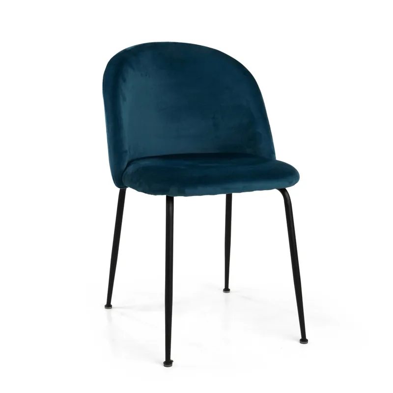 Voordeelprijs Sedia imbottita Sammi in velluto blu con struttura nera 50x57h77,5 cm