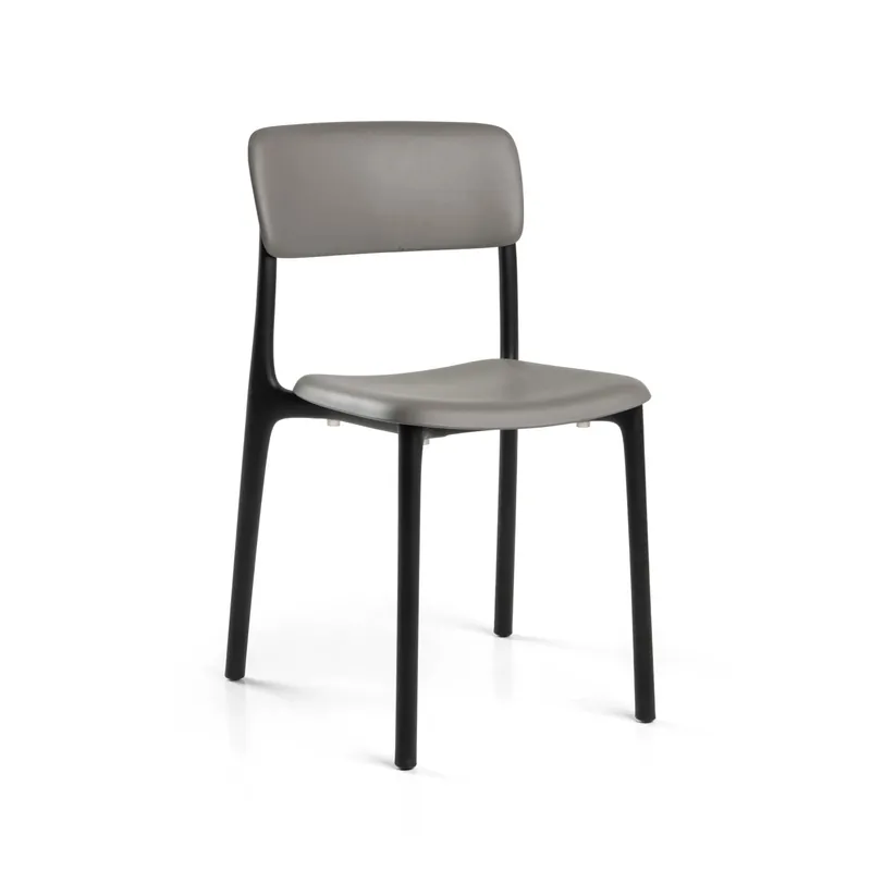 Speciale Aanbieding Sedia impilabile Poppy in polipropilene grigia e nera 49,5x49h79,5 cm