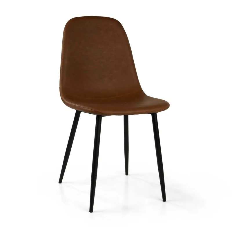 Sedia imbottita Malva in ecopelle marrone e struttura in metallo 44x54h86 cm Gereduceerde Prijs