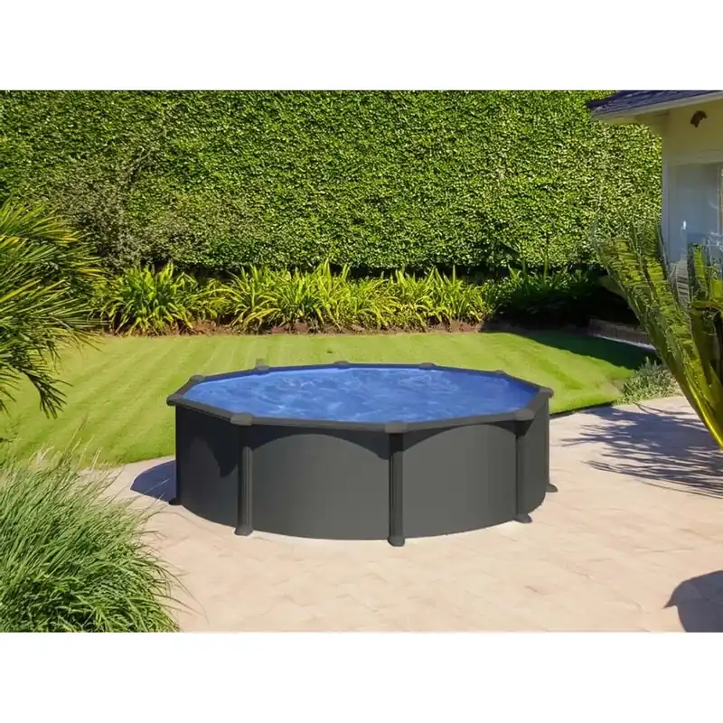 Piscina fuori terra tonda in acciaio antracite Gre Ø 350 H 132 cm Seizoensaanbieding