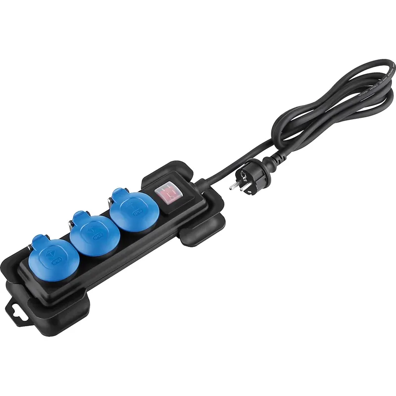 Populair Multipresa 3 prese IP54 cavo 1,4 m nero