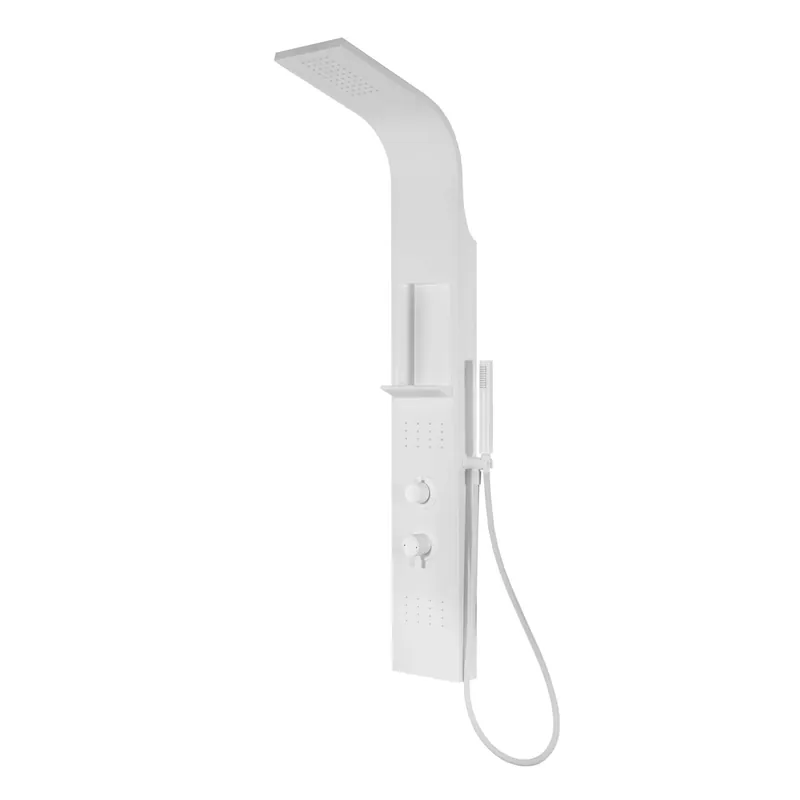 Pannello doccia in alluminio con miscelatore kamelie bianco Aanbieding