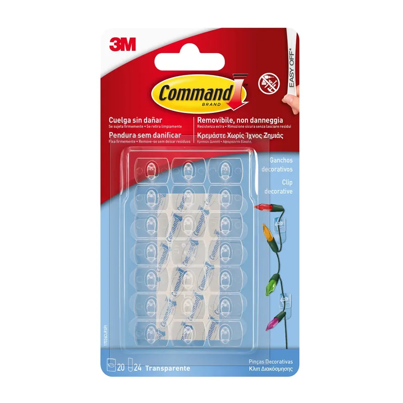 Clip adesive trasparenti 3M Command™ per decorazioni 20 pz Snelle Levering