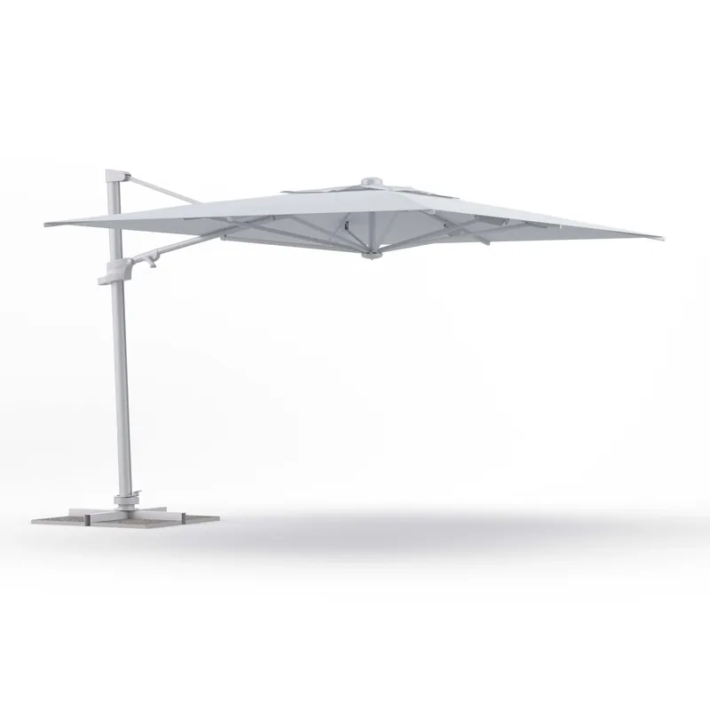 Ombrellone da giardino palo decentrato retrattile Step 3x3 m Bianco Alleen Vandaag