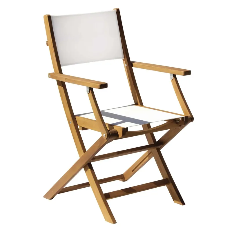 Sedia da giardino con braccioli pieghevole in acacia e textilene Korting