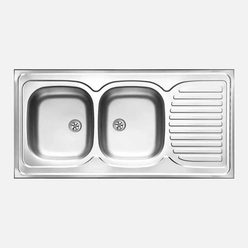 Koopje Lavello appoggio 2 vasche e gocciolatoio Guantánamo 600x150 mm satinato