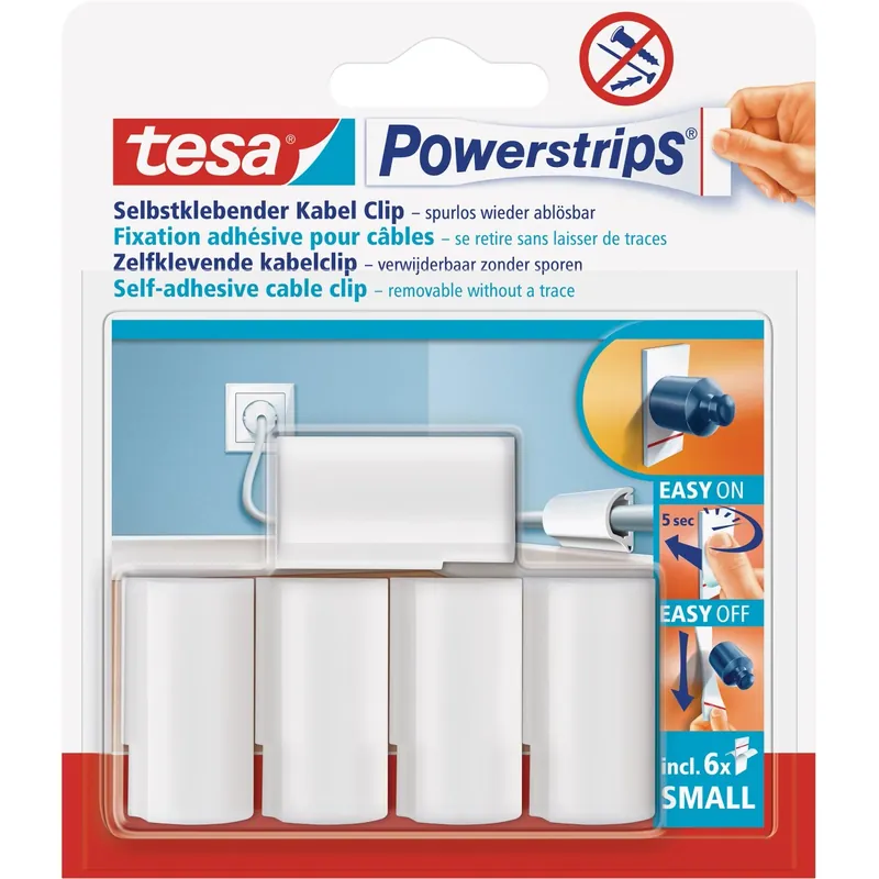 Betrouwbaar Clip cavo Tesa Powerstrips bianco 5 pz + 6 Pwerstrips Small