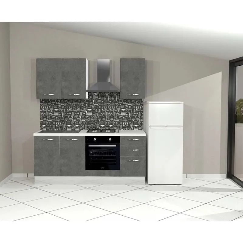 Cucina completa Taurus 195 cm sx cemento Dagaanbieding