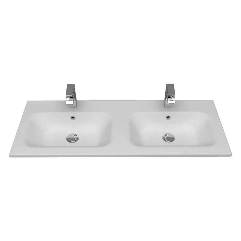 Lavabo bianco in mineralmarmo 120 cm doppia vasca Merkproduct