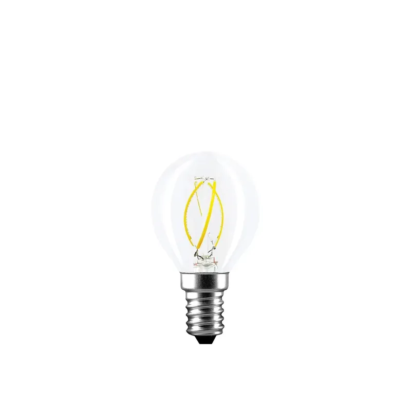 Lampadina LED filamento mini sfera clear Ledbyled E14 5W 600 lumens Direct Beschikbaar