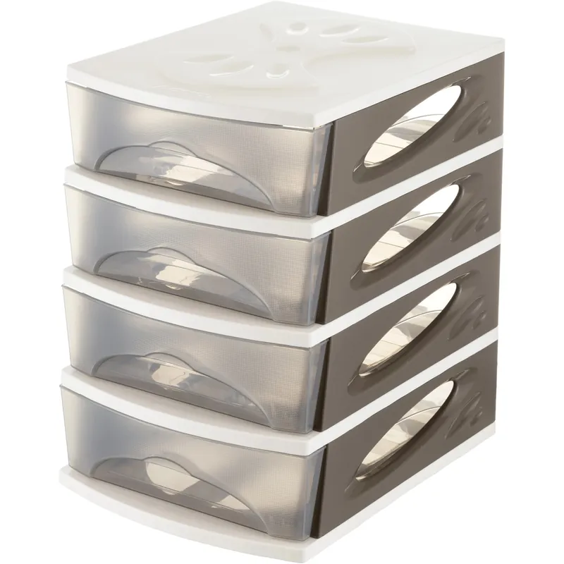 Cassettiera 4 cassetti Medyabox 26x35x39 cm marrone Premium