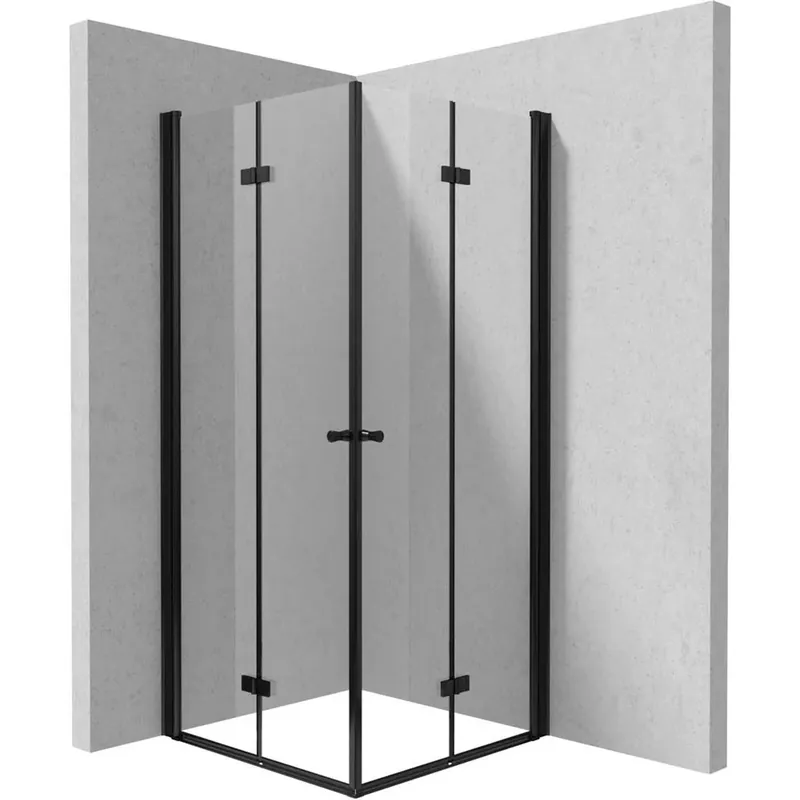 Cabina doccia quadrata Coliseo Idrostile vetro trasparente 800x2000 mm nero Direct Verzonden