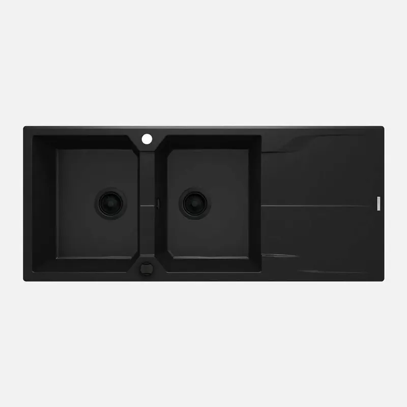 Fabrieksprijs Lavello 2 vasche gocciolatoio Idrostile Florida 500x224 mm Nero