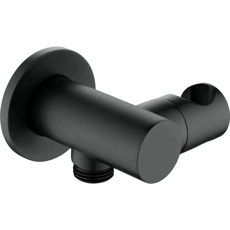 Presa acqua a parete rotonda con supporto doccetta Idrostile nero Laatste Kans