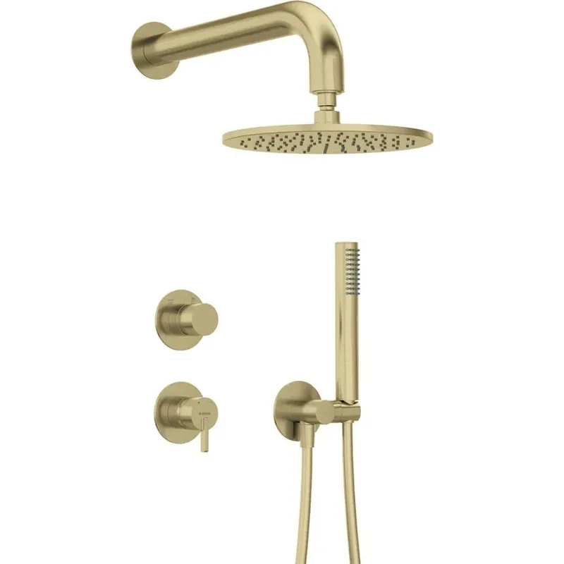 Koop Online Set doccia a scomparsa con soffione doccia ø250 mm Limonar oro spazzolato